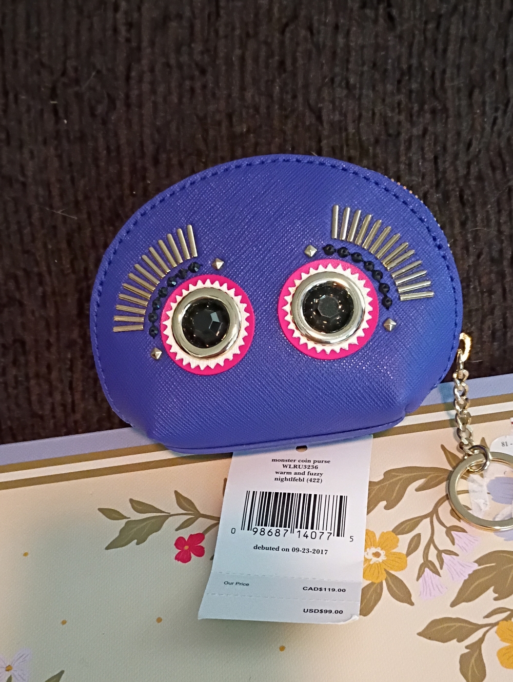 Kate Spade Monster Coin Purse In Purple